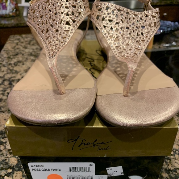 New! Thalia Sodi Rose Gold Ilyssa Open Toe Casual Slingback Sandals - Picture 9 of 9